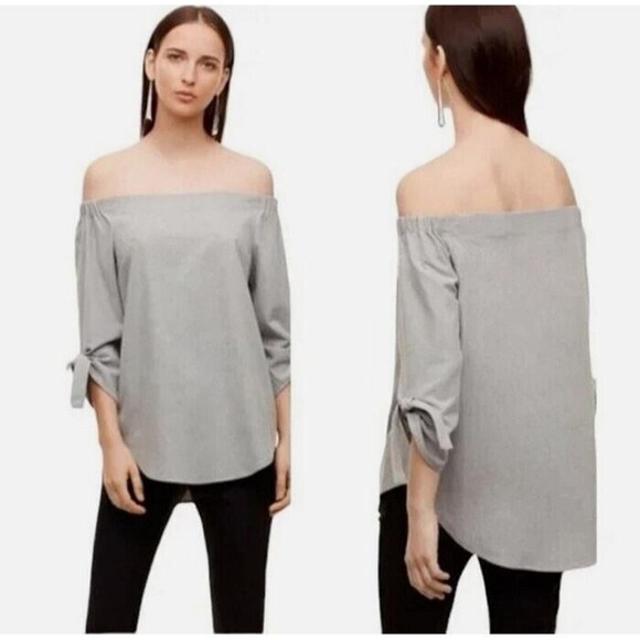 ARITZIA BABATON Malik Off The Shoulder Top Tunic Blouse Viscose Blend Gray Small - Picture 1 of 7